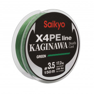 Шнур Saikyo KAGINAWA X4PE 150m, зеленый #3.5 (0,31mm), 17,2kg Шнур Saikyo KAGINAWA X4PE 150m, зеленый #3.5 (0,31mm), 17,2kg
